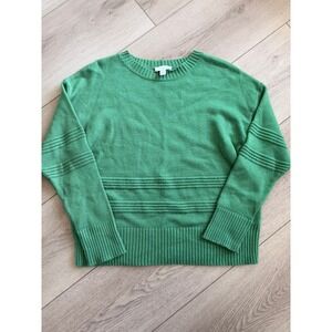Topshop Womens Kelly Green Ribbed Texture Crew Neck Knit Pullover Sweater Size M